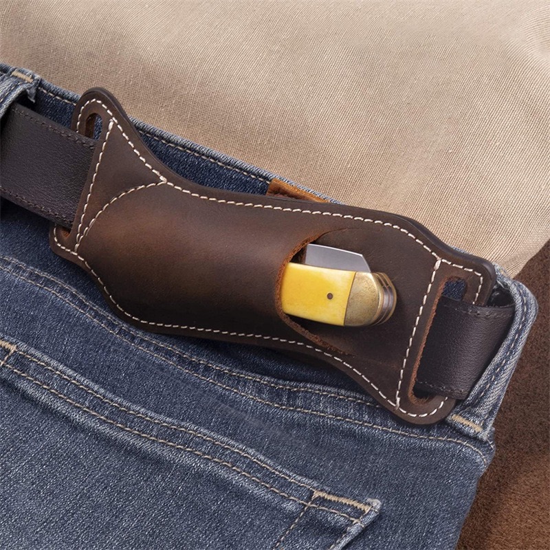 Edc Carry Knife - Outdoor lederen EDC-messchede/etui voor op de